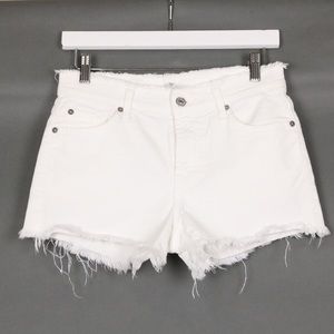 7 For all Mankind White Denim Shorts
